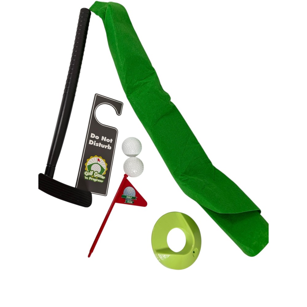 Toilet Time Golf Game Unisex OS Green New Novelty Gag Gift Putter Mat‎ Set